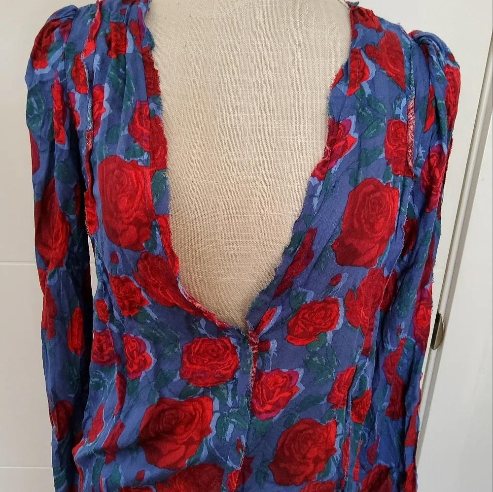 Free People Intemately Everything's Rosy Floral Print Bodysuit Size XS